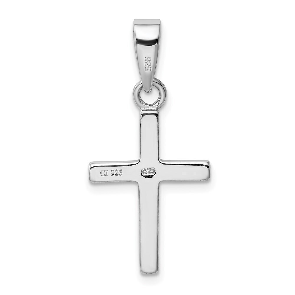 Kazi Luxury Sterling Silver Rhodium-plated White Lab Created Opal Cross Pendant - Picture 3 of 3